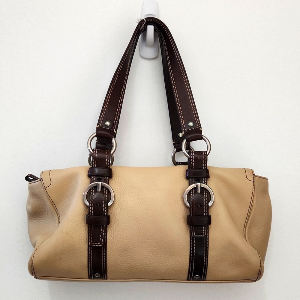 COACH Beige/Brown leather buckles bag